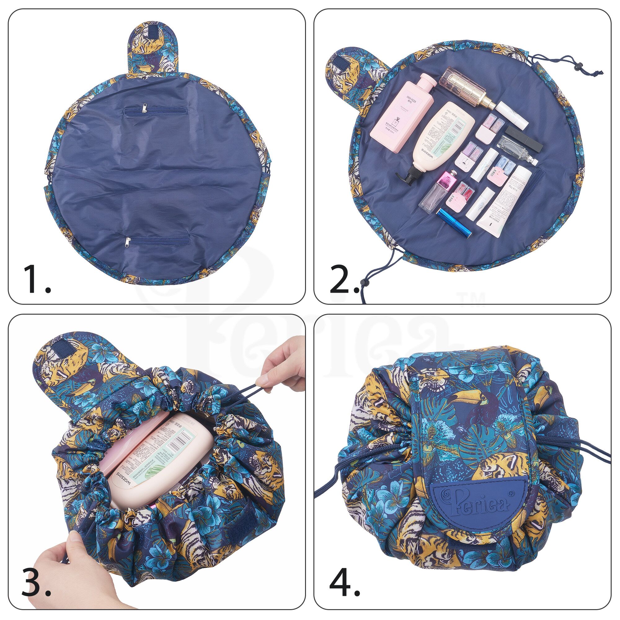 Zebra - Drawstring Cosmetic Travel Bag - Image 3
